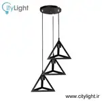 لوستر سه شعله مدل مثلث مشکی thumb 1