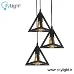 لوستر سه شعله مدل مثلث مشکی thumb 2