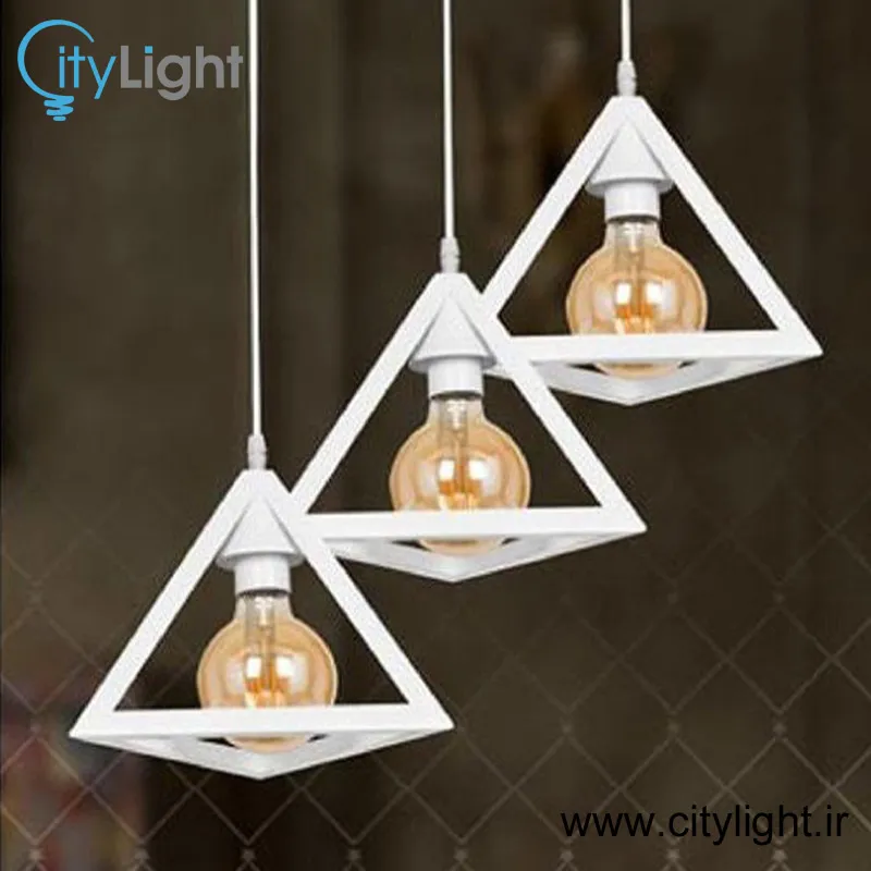 لوستر سه شعله مدل مثلث سفید gallery1