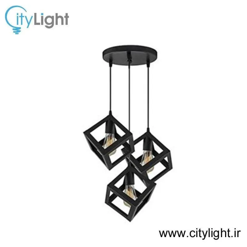 لوستر سه شعله مدل مکعبی مشکی gallery0