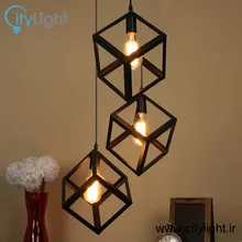 لوستر سه شعله مدل مکعبی مشکی gallery1