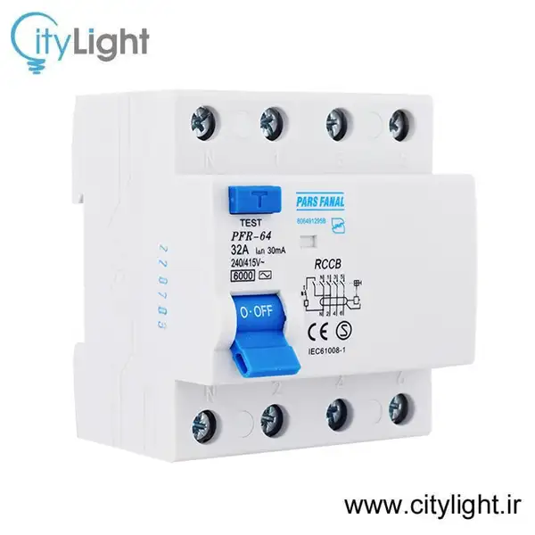 محافظ جان سه فاز  (RCCB) 40 آمپر پارس فانال PFR-64